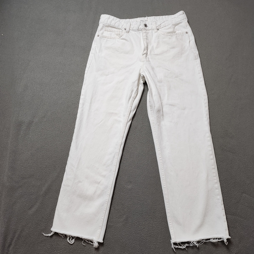Mango MNG Authentic Blanca Denim in White Straight Fit Cropped Sz 8